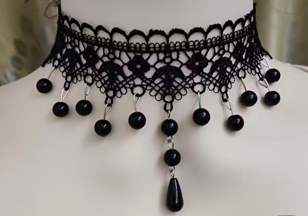 Victoriaanse Choker Halsketting met Kraaltjes, Sieraden, Tassen en Uiterlijk, Kettingen, Nieuw, Overige materialen, Wit, Met kristal