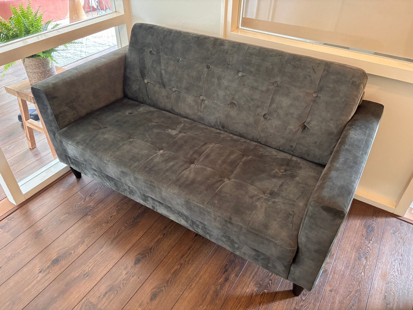 Velvet Donkergroene Bank Umix 165cm, Ophalen, 150 tot 200 cm, Tweepersoons, 75 tot 100 cm