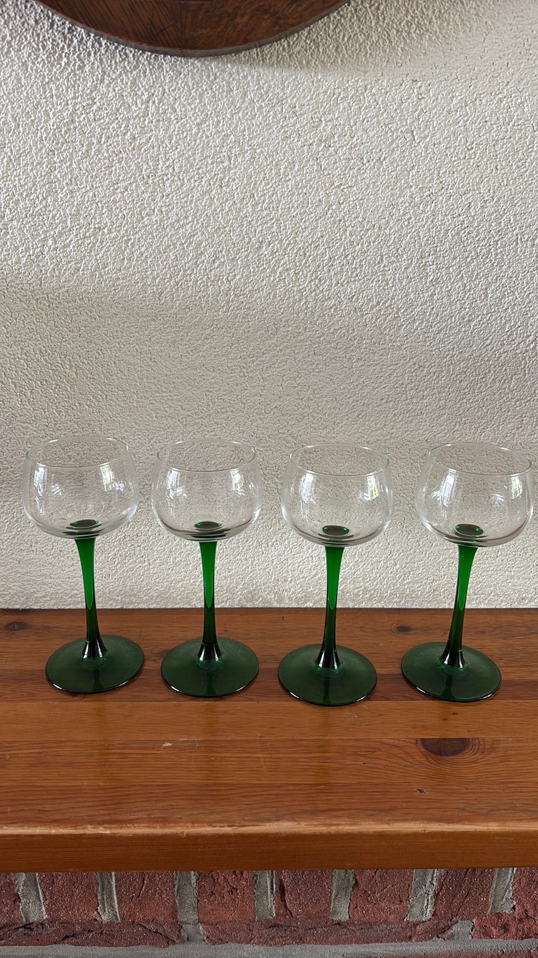 4  vintage lummarc glaasjes op groene voet, Ophalen of Verzenden, Gebruikt, Overige typen