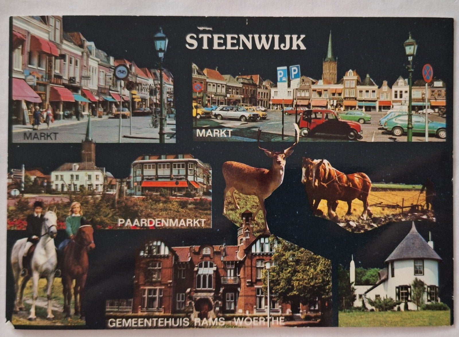 Oude ansichtkaart Steenwijk - Markt, Paardenmarkt,, Verzamelen, Ansichtkaarten | Nederland, Ophalen of Verzenden, 1960 tot 1980