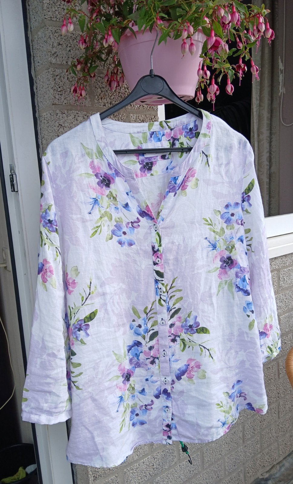 Blouse linnen 42, Kleding | Dames, Ophalen of Verzenden, Zo goed als nieuw, Maat 42/44 (L), Wit