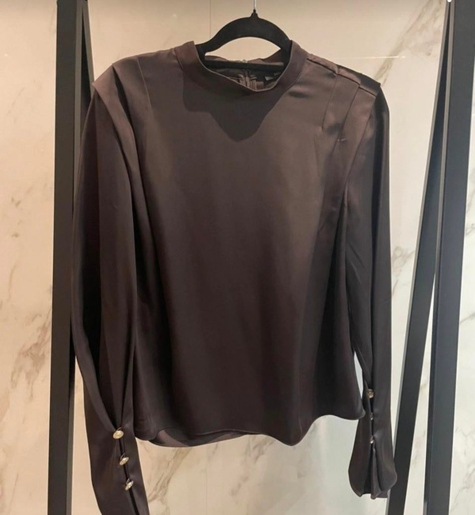 Nikki satijnen blouse bruin maat 42 xl, Ophalen of Verzenden