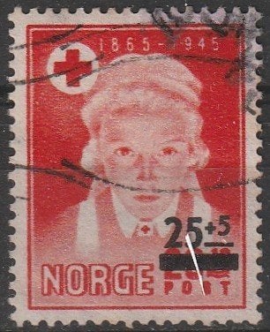 4931. Noorwegen 338 gest. Rode Kruis, Postzegels en Munten, Ophalen of Verzenden, Noorwegen, Gestempeld