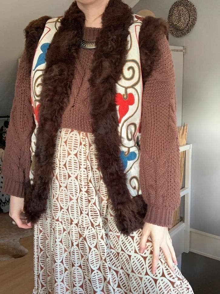 Vintage suzani waistcoat S bohemian wollen gilet, Kleding | Dames, -, Ophalen of Verzenden, Zo goed als nieuw, Maat 36 (S)