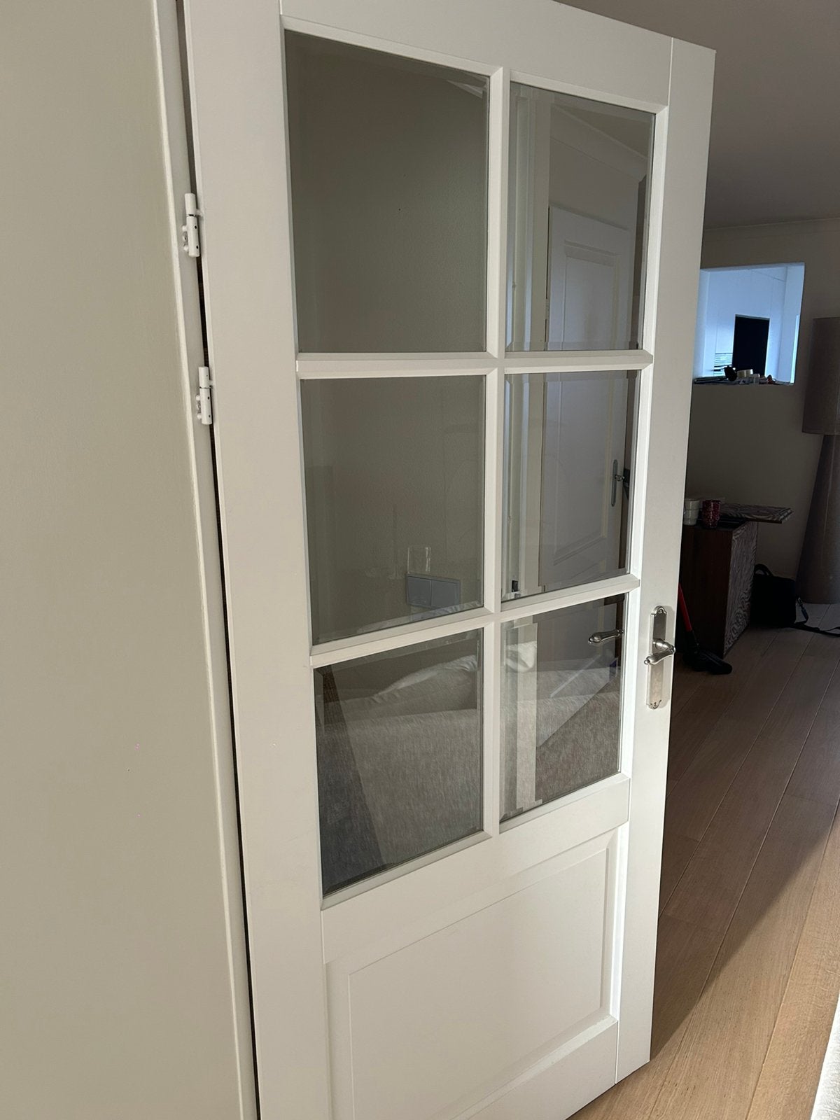2 opdekdeuren met facetglas 93x211 cm, Ophalen, Zo goed als nieuw, Binnendeur, 200 tot 215 cm