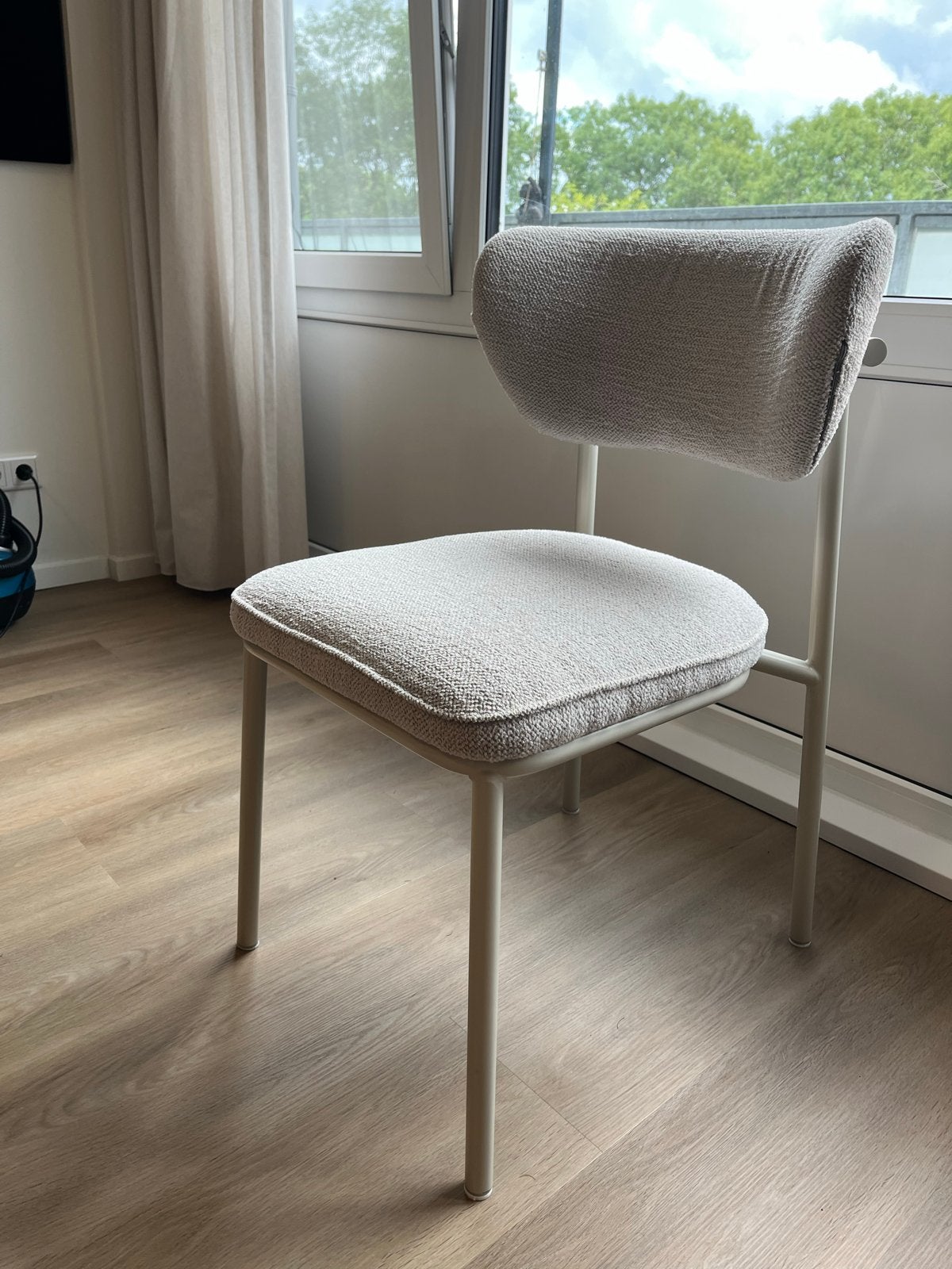 Moderne gestoffeerde eetkamerstoel - Beige, Ophalen, Japandi, Overige kleuren, Zo goed als nieuw