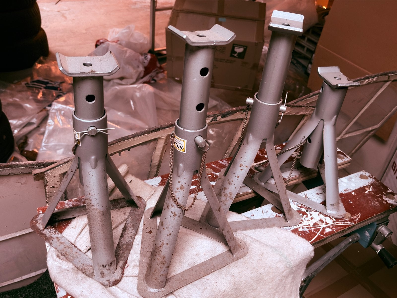 Set van 4 robuuste assteunen voor voertuigonderhoud, Auto diversen, Ophalen, Gebruikt, Mechanisch, Schaarkrik