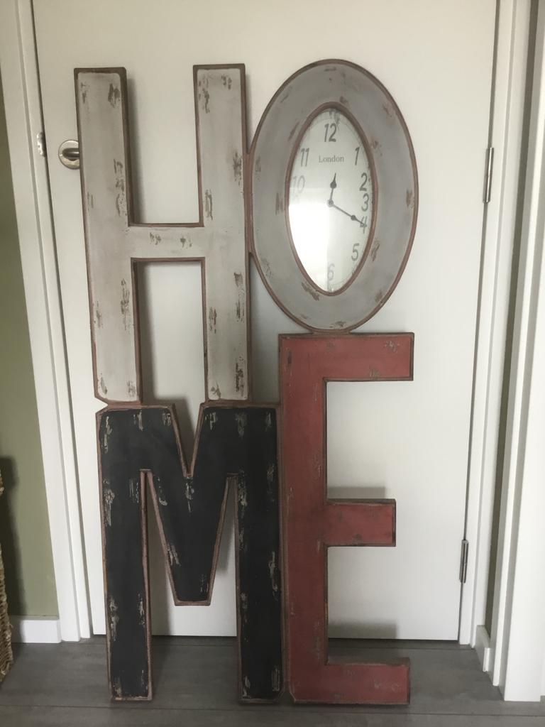 Decoratieve HOME klok en schilderij - 120x60 cm, Huis en Inrichting, Woonaccessoires | Klokken, Ophalen, Gebruikt, Wandklok