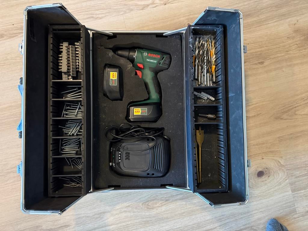 Bosch PSR 1820 LI-2 Accuboormachine met accessoires, Ophalen, Gebruikt, Variabele snelheid, Boor- en Schroefmachine