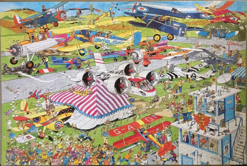 Jan van Haasteren - De Vliegshow - 1500 stukjes, Ophalen of Verzenden, 500 t/m 1500 stukjes, Zo goed als nieuw, Legpuzzel