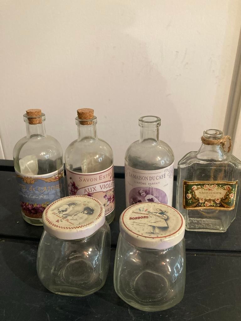 Vintage Brocante Flesjes en Potjes, Antiek en Kunst, Curiosa en Brocante, Ophalen