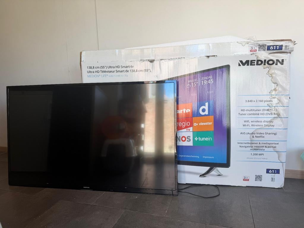 Medion 55 inch Ultra HD Smart TV, Audio, Tv en Foto, Televisies, Gebruikt, LED, 100 cm of meer, 4k (UHD), Overige merken, 50 Hz