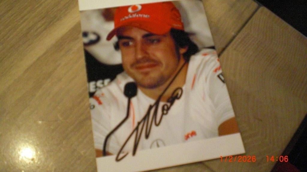 Formule 1gesigneerde kaart  Fernando Alonso, Ophalen of Verzenden, Zo goed als nieuw, Formule 1