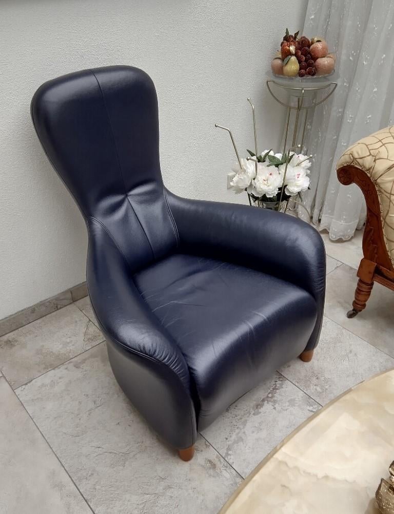Dutch Design Fauteuil De Toekomst/Sitting Vision; Bugatti, Huis en Inrichting, Fauteuils, Zo goed als nieuw, Hout, Leer, 50 tot 75 cm