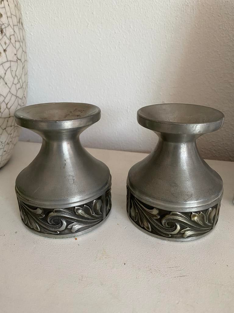 Noorse kandelaars Tin Hagnes Pewter, Antiek en Kunst, Ophalen of Verzenden
