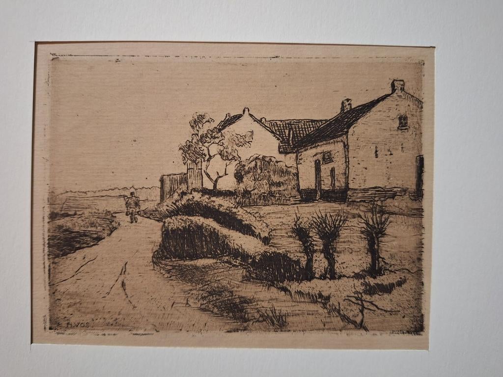 Ets door H. Vos, Antiek en Kunst, Kunst | Etsen en Gravures, Ophalen of Verzenden