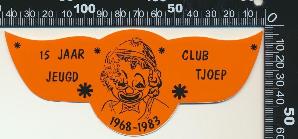 Sticker: Jeugd Club Tjoep - 15 Jaar (1), Ophalen of Verzenden, Zo goed als nieuw, Bedrijf of Vereniging