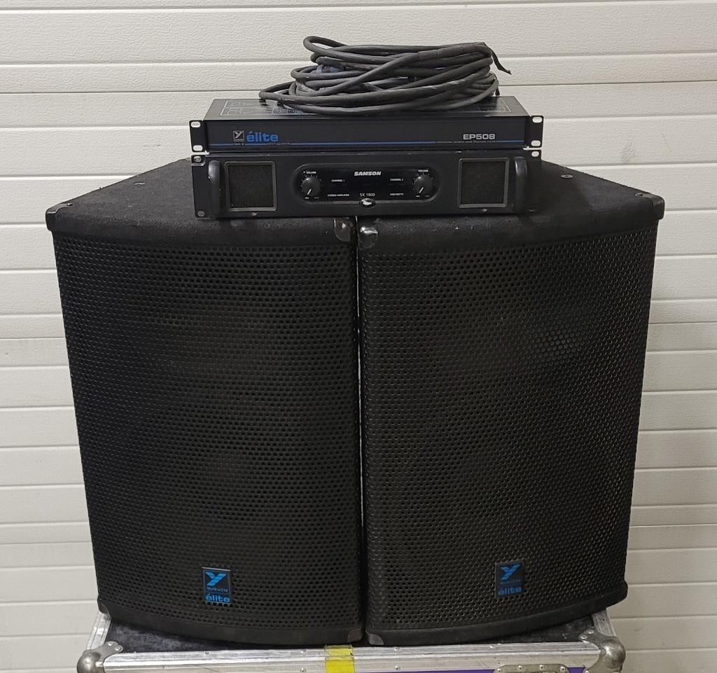 Yorkville EF508 speakers + Samson SX1800 versterker, Gebruikt, Overige typen, 120 watt of meer, Ophalen