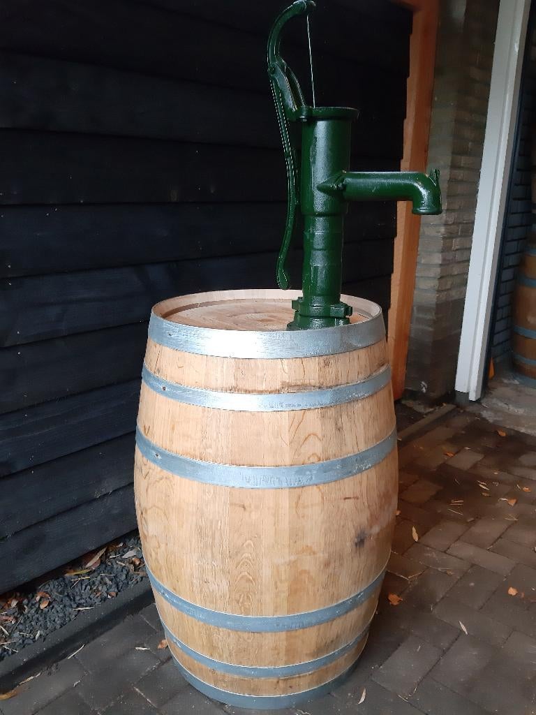 Regenton Eikenhouten Wijnvat met Groene Pomp of Zwarte Pomp, Tuin en Terras, Regentonnen, Ophalen, 150 liter of meer, Nieuw, Met pomp