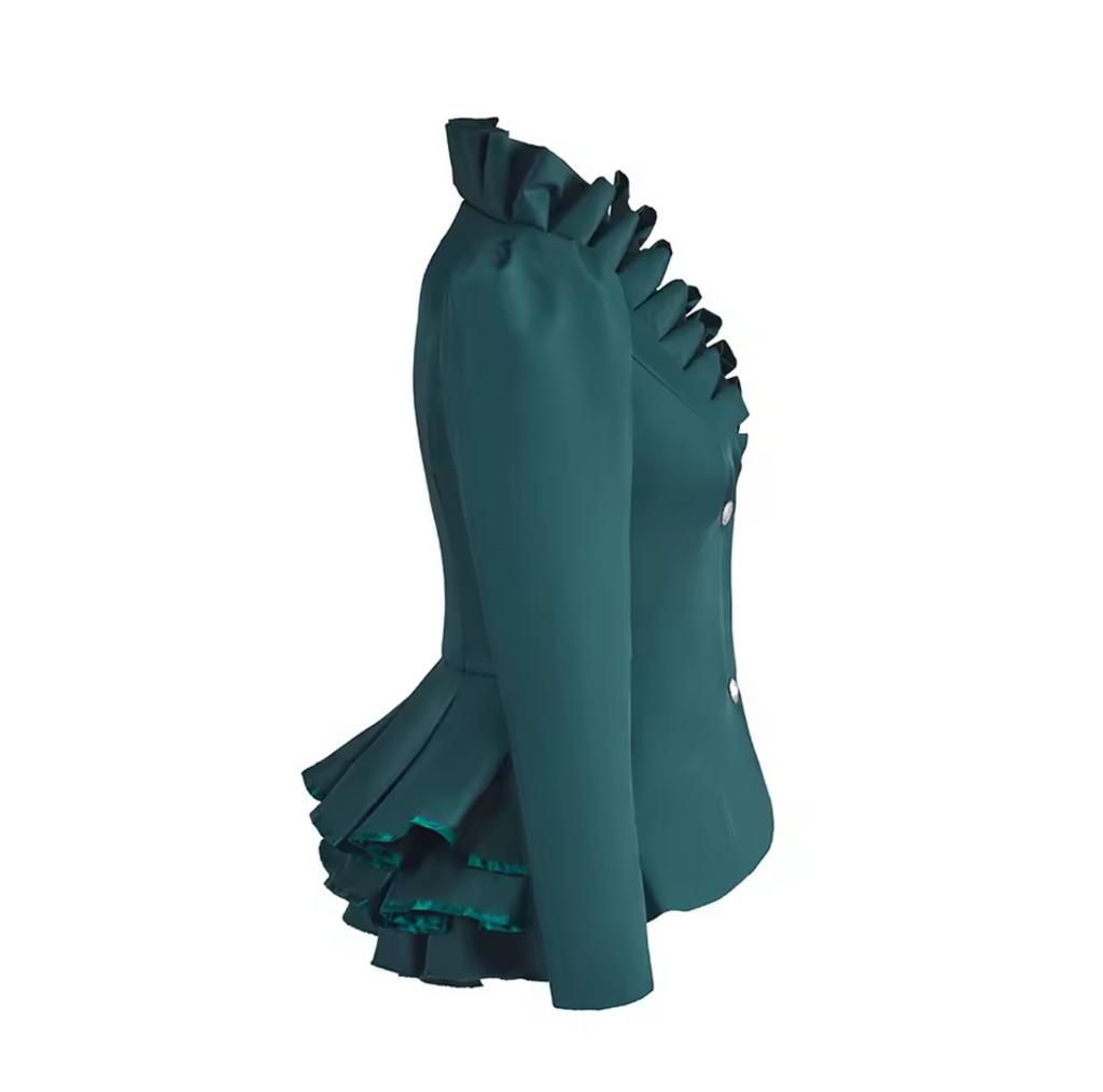 Victoriaans/Dickens groene blazer met ruches - maat S, Verzenden, Nieuw, Jasje, Maat 36 (S)
