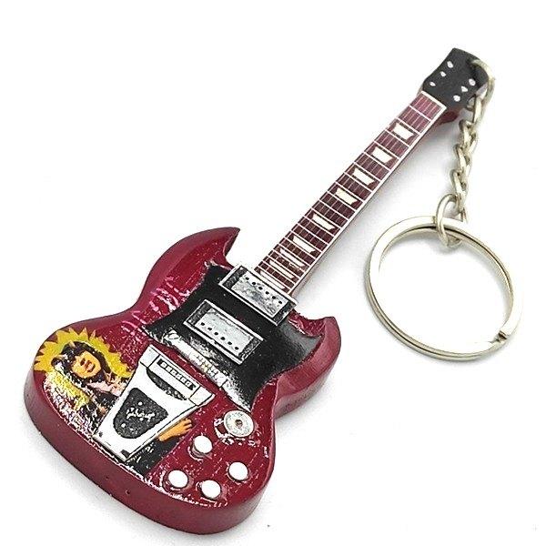 ACDC Angus Young gitaar sleutelhanger van hout keychain, Info@deconoord.nl, Deco Noord, Nieuw, Ophalen of Verzenden