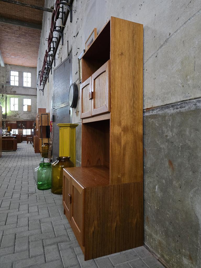 Mid Century Teak Wandmeubel | Vintage Hoog Highboard Kast, Ophalen of Verzenden, Minder dan 150 cm, Overige houtsoorten, 150 tot 200 cm