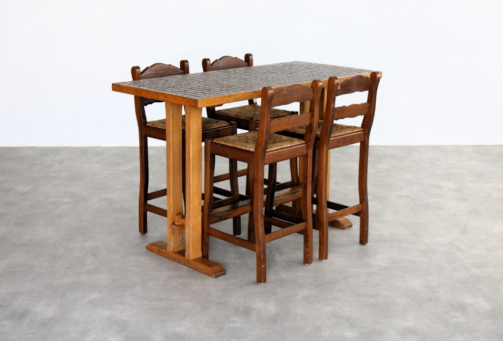 vintage bartafel met stoelen | eettafel | barkrukken | jaren, Gebruikt, Timbeije@hotmail.com, Ophalen of Verzenden, Lemmer