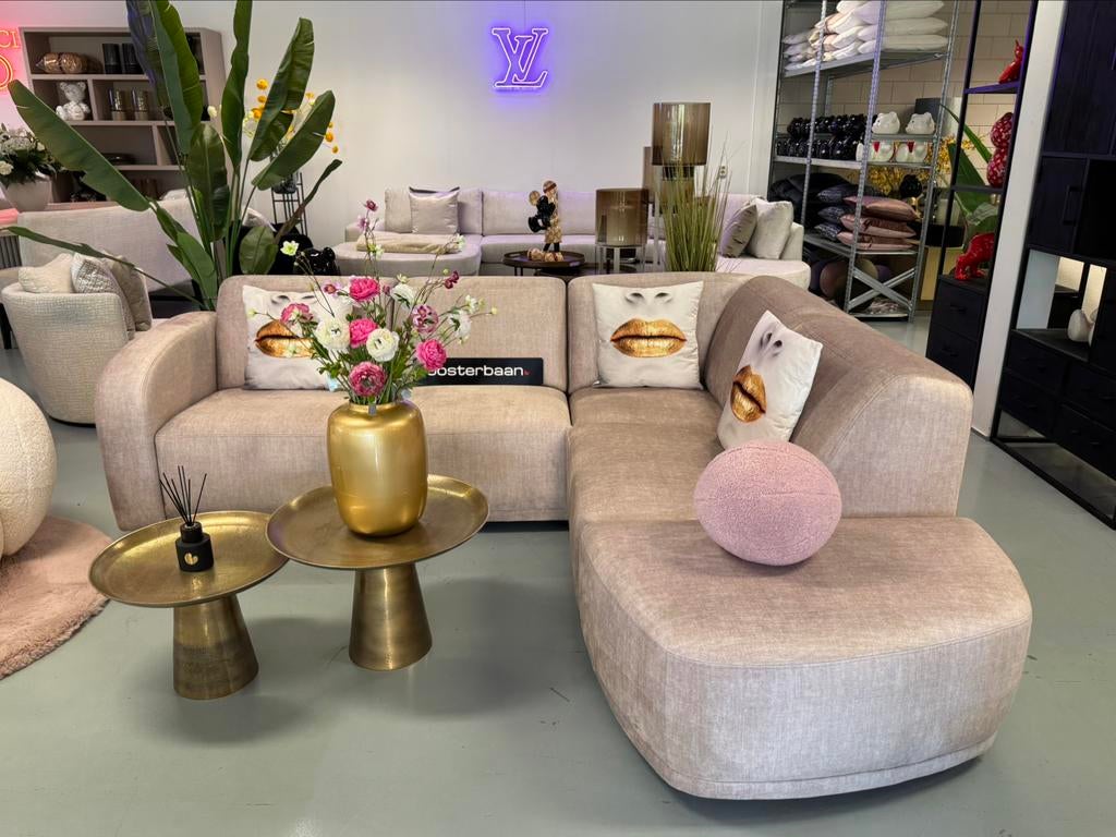 Luxe Velvet Hoekbank Shape 260x230cm Beige NIEUW - Uniek, 250 tot 300 cm, Info@oosterbaanwonen.nl, Venus 31 8448CE Heerenveen