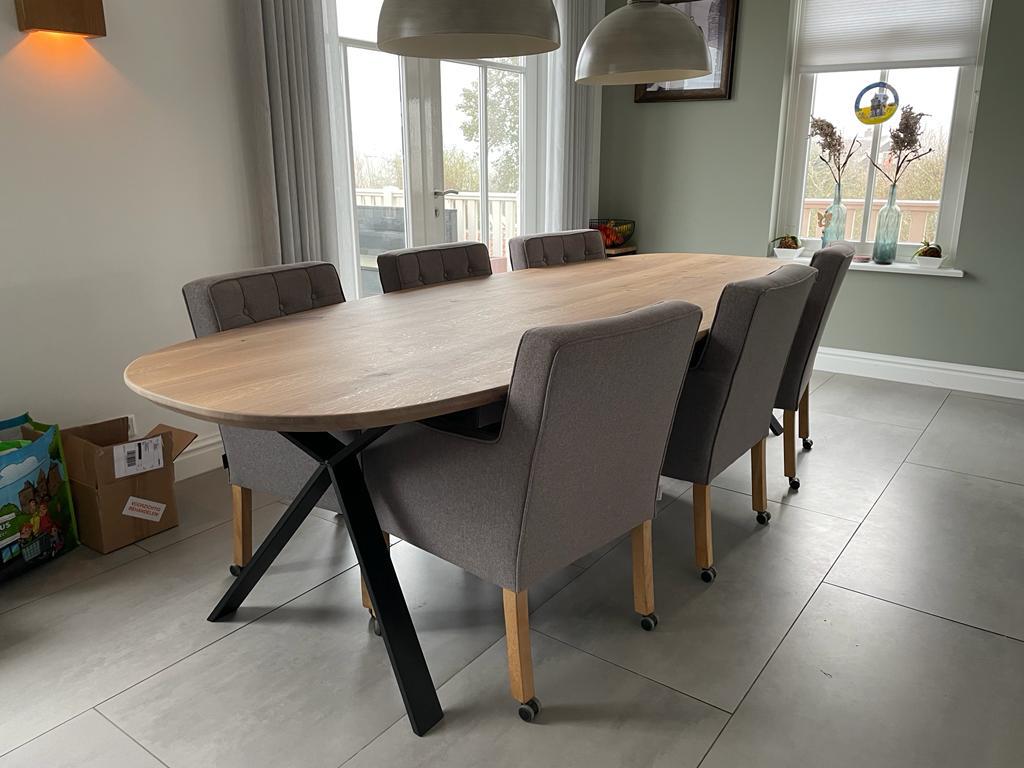 Massief eiken eettafels rond, recht, boomkant, (Deens)ovaal, Huis en Inrichting, Tafels | Eettafels, Ophalen of Verzenden, Nieuw