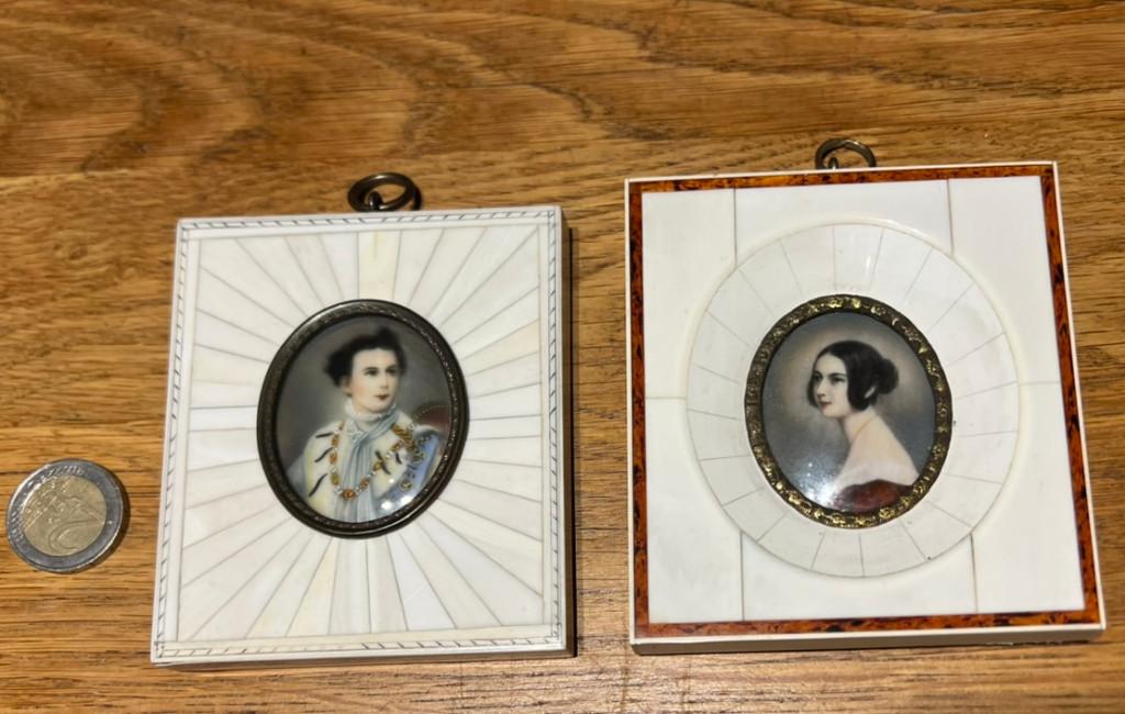 2 x miniatuur portret, Antiek en Kunst, Kunst | Schilderijen | Klassiek, Ophalen of Verzenden