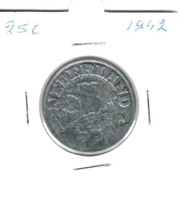 25 Cent 1942 zink, Ophalen of Verzenden, Koningin Wilhelmina, 25 cent, Losse munt