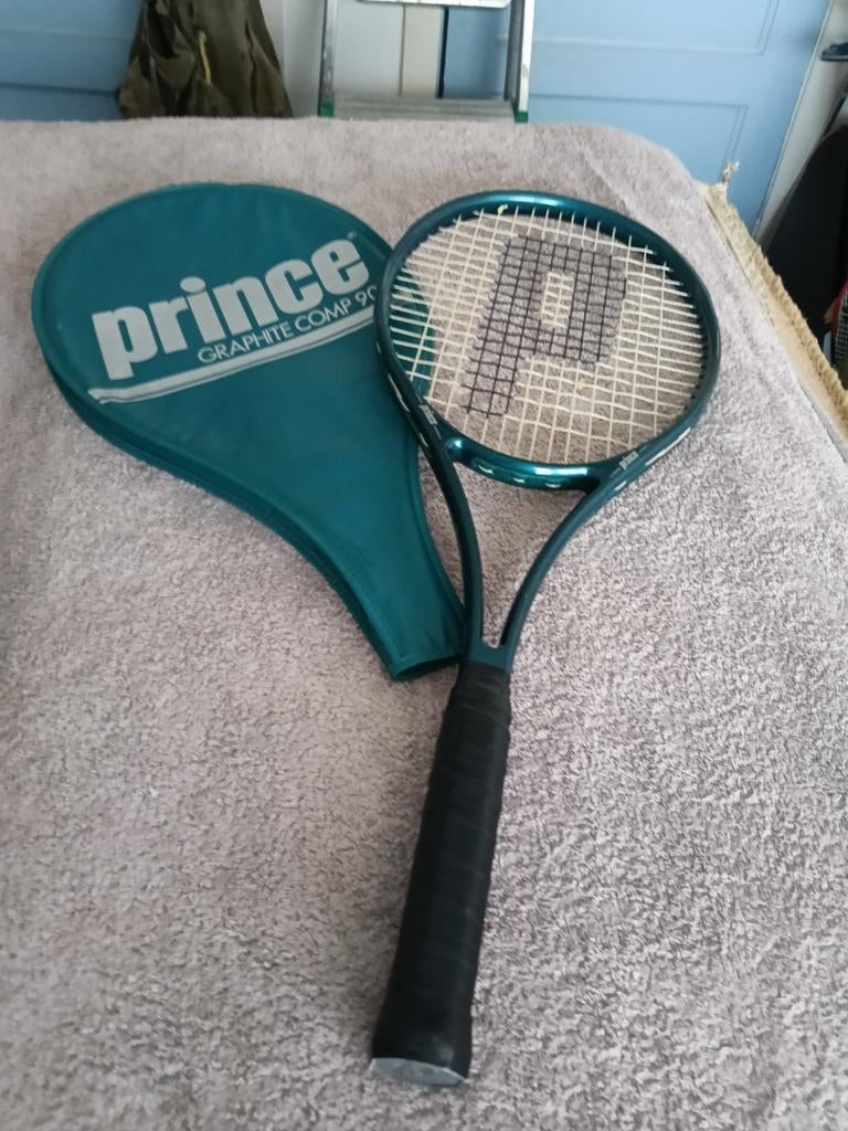 PRINCE GRAPHITE FIBERGLASS COMP 90 TENNIS RACKET MET HOES, Ophalen of Verzenden, Racket, Prince, L3