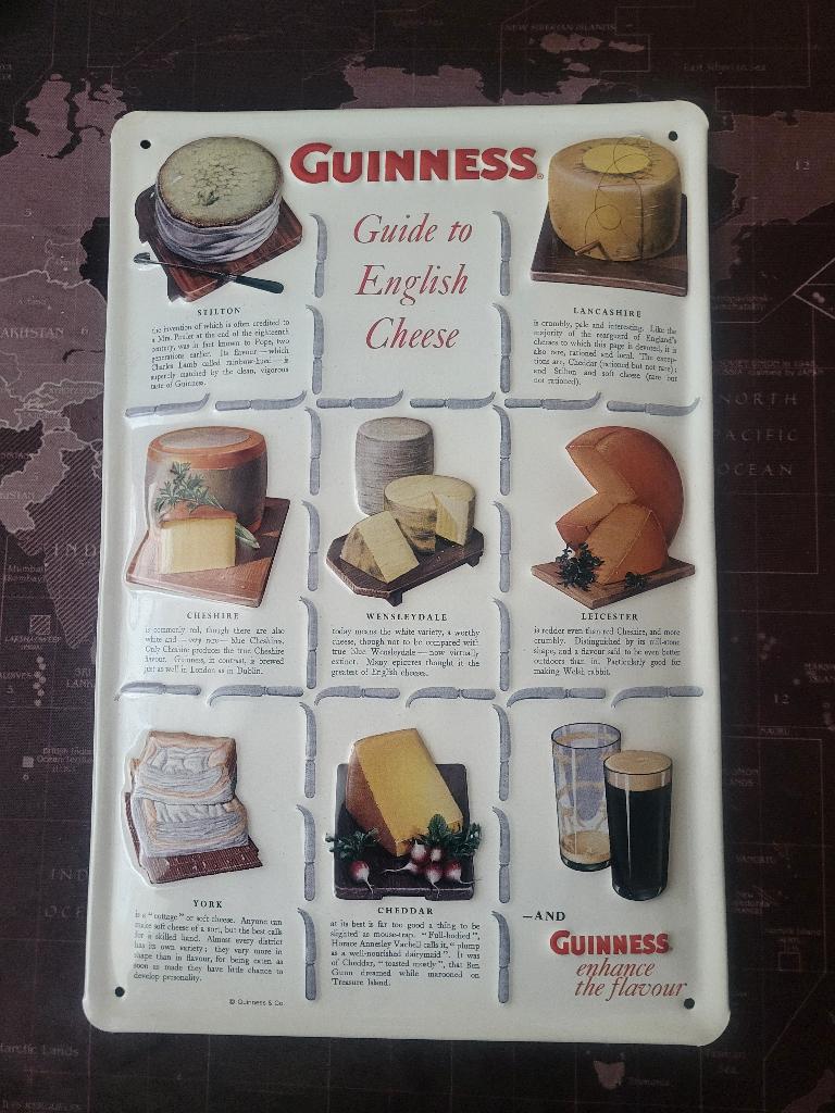 GUINNESS BEER - 274 -  GUINNESS AND ENGLISH CHEESE, Ophalen, Nieuw, Reclamebord, Plaat of Schild, Overige merken