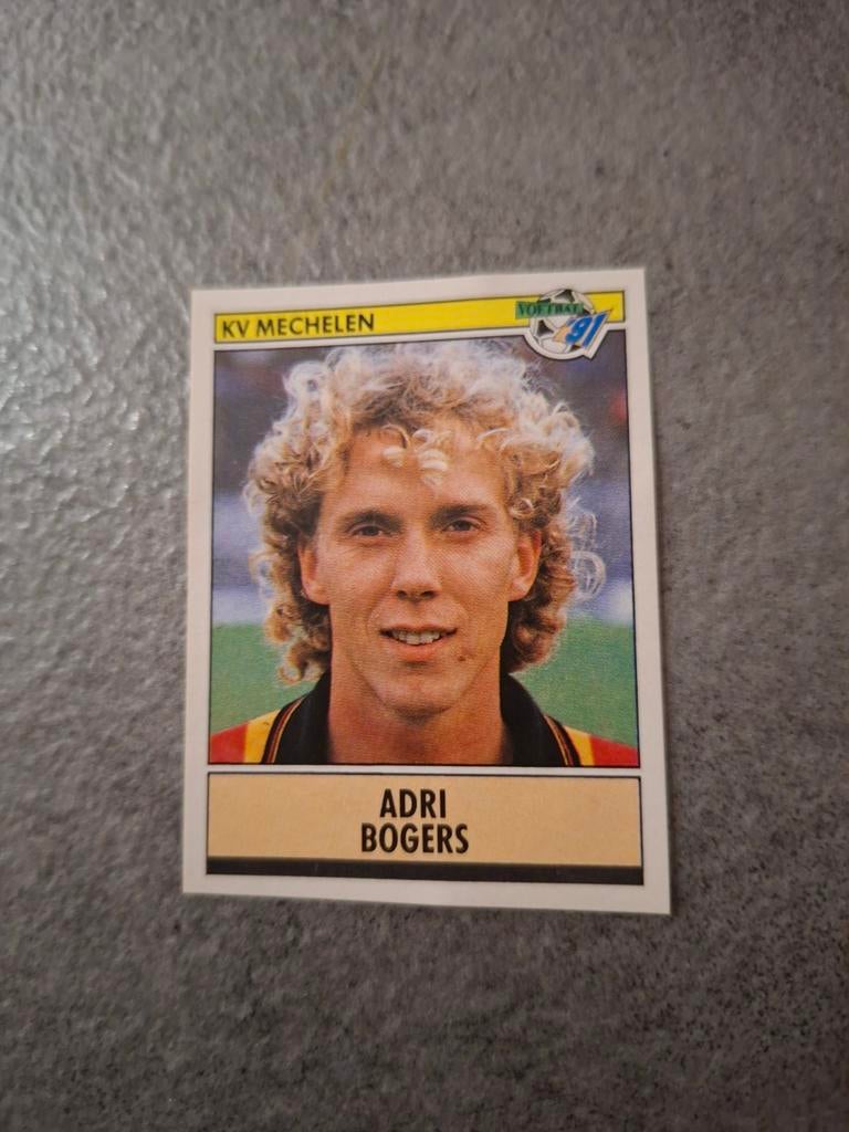 Panini sticker Voetbal 91. Speler Adri Bogers KC Mechelen., Verzenden, Zo goed als nieuw, Sticker