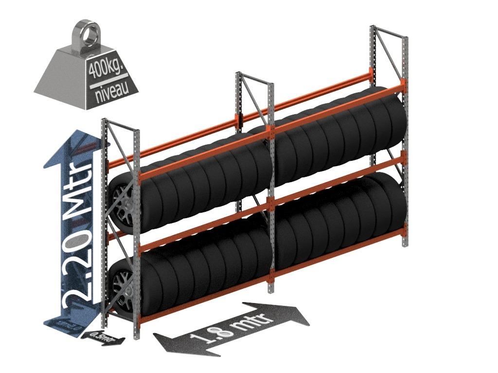 Nieuwe bandenstelling 220x50x360 Cm. 3 niveau's Voordeelset, Ophalen