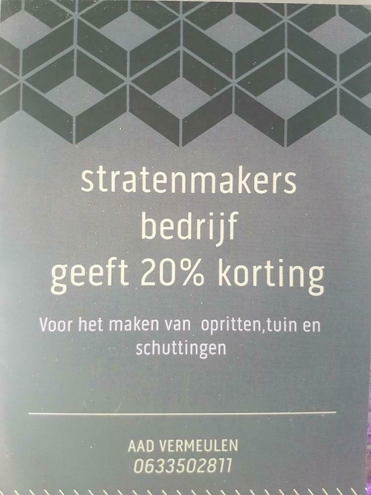 stratenmaker geeft nu 20% korting, Garantie, Tuinontwerp
