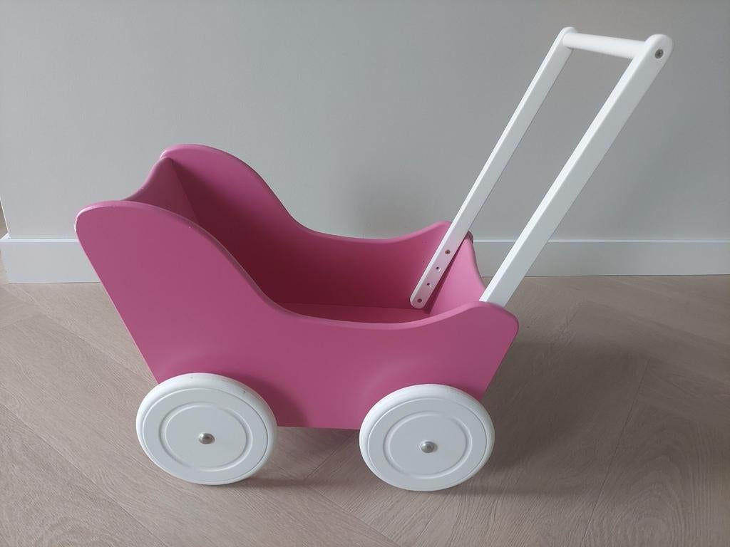 Houten poppenwagen Bandits & Angels, Kinderen en Baby's, Speelgoed | Houten speelgoed, Ophalen, Zo goed als nieuw, Duw- of Trekspeelgoed