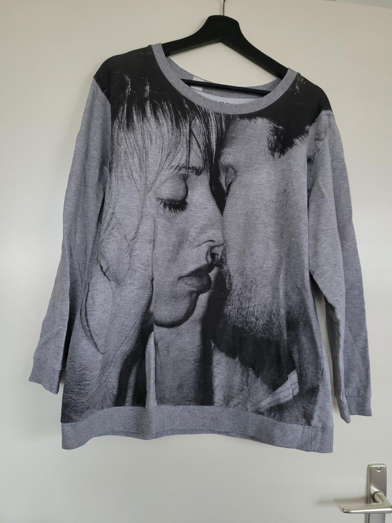 Grijze chill  trui met print - Monki, Kleding | Dames, Truien en Vesten, Maat 42/44 (L), Ophalen of Verzenden, Zo goed als nieuw