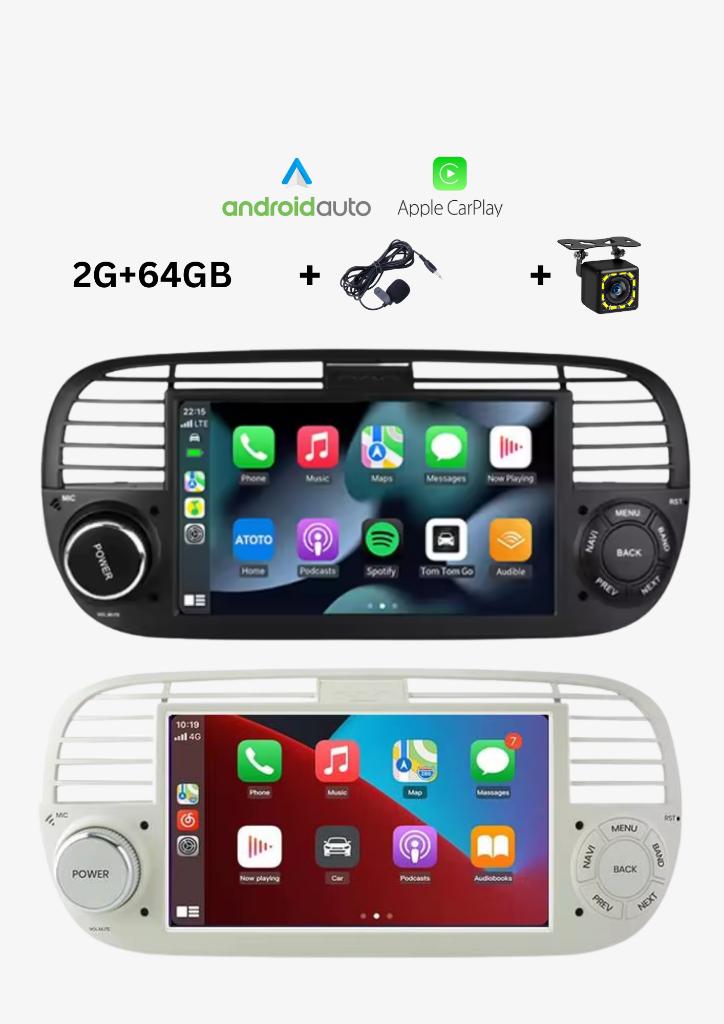 Fiat 500 Carplay 7/9 INCH (MET GARANTIE) 2007-2015 (INBOUW), Auto diversen, Autonavigatie, Ophalen of Verzenden, Nieuw