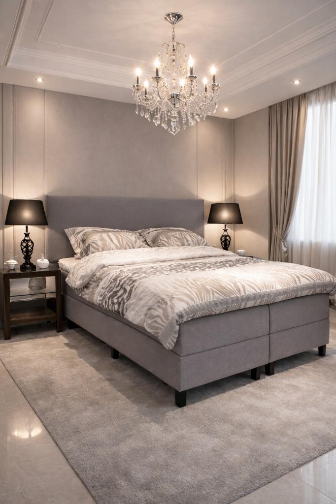 M-Ray Boxspring Barcelona compleet €745,-, Huis en Inrichting, Ophalen, Zwart, 140 cm, 200 cm