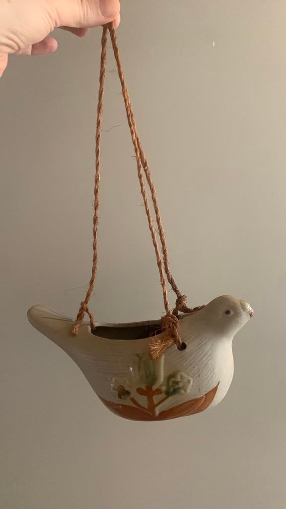 Vintage hangbloempot vogel, Verzenden, Zo goed als nieuw