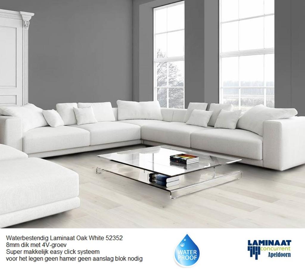 Waterbestendig Laminaat Oak White 52352 8mm dik 4V-groev, 75 m² of meer, Wit, Nieuw, Ophalen of Verzenden
