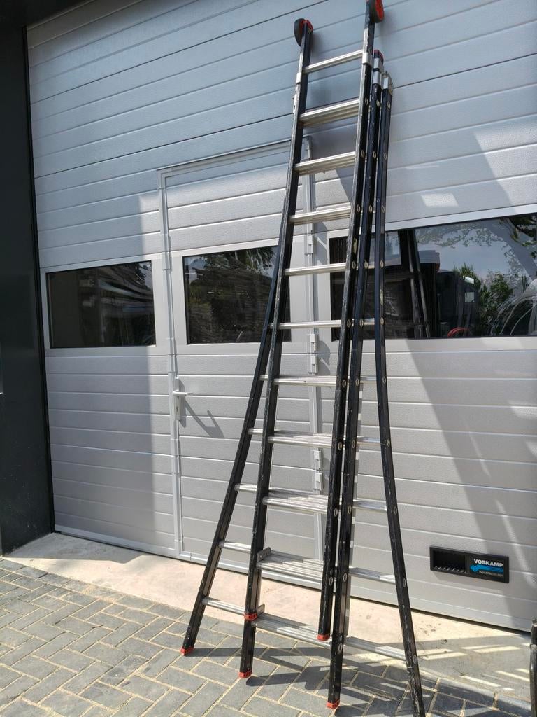 3 delige Kelfort ladder 3x10 sporten zwart gecoat, Doe-het-zelf en Verbouw, Ladders en Trappen, Ophalen, 4 meter of meer