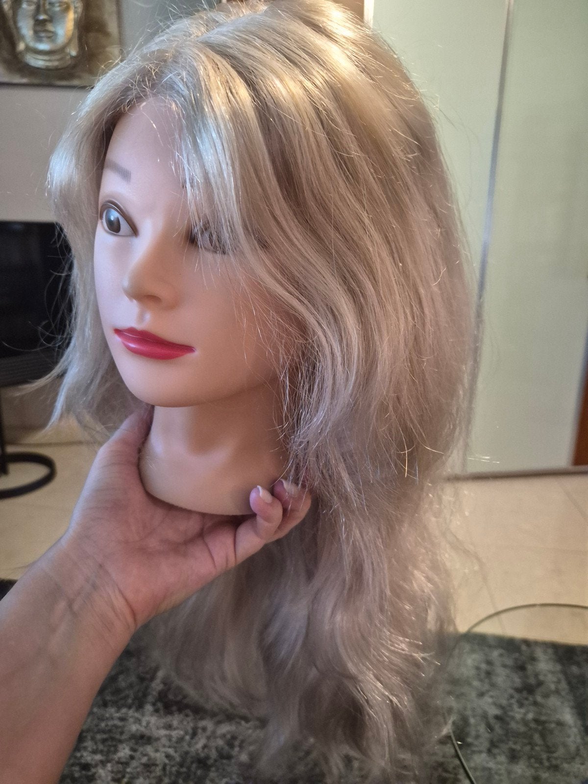 asblond lace wig pruik echt haar haarwerk, Verzenden, Zo goed als nieuw, Pruik of Haarverlenging