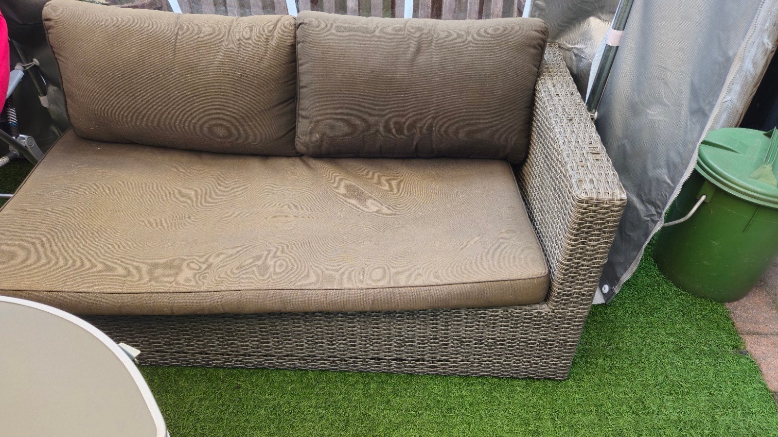 2-persoons tuinbankje met kussens, Tuin en Terras, Ophalen, Gebruikt, Wicker