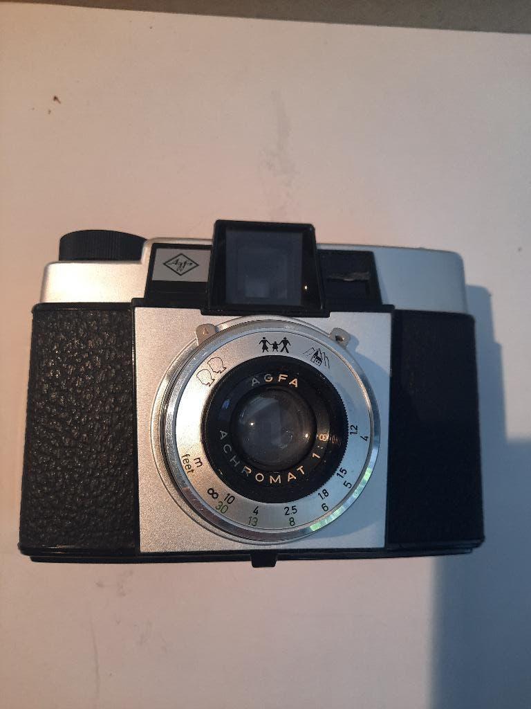 Vintage analoge Agfa Isoly achromat camera – met tas, Ophalen of Verzenden, Gebruikt, Compact, Overige Merken