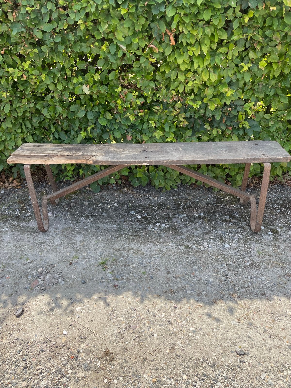 Stoere zware Legerbank met los plankje, Ophalen