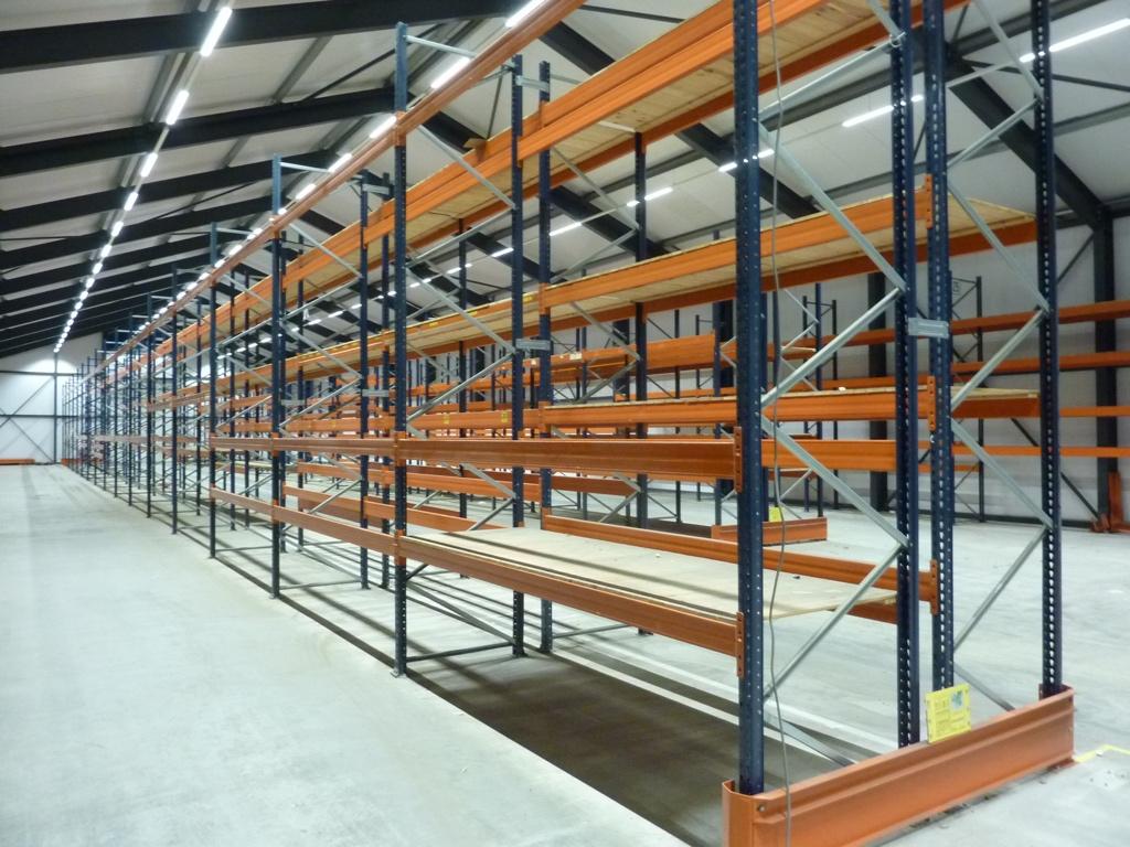 Nette Mecalux palletstelling / stelling + liggers 360cm lang