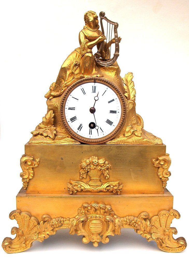 Franse pendule - Empire - Vuurverguld - Ca. 1820        (4), Ophalen of Verzenden