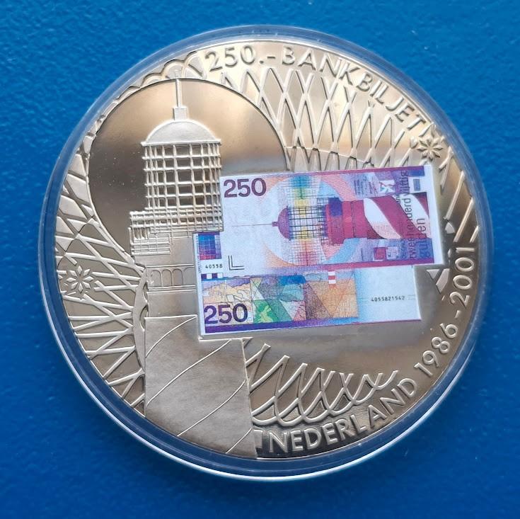 Penning biljet 250 gulden 2001 Afscheid van een munteenheid, Verzenden, Overige materialen, Nederland